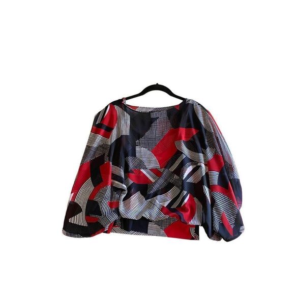 Alfani Tops - Alfini women’s built-in tank butterfly black and red sleeve top size P/S 